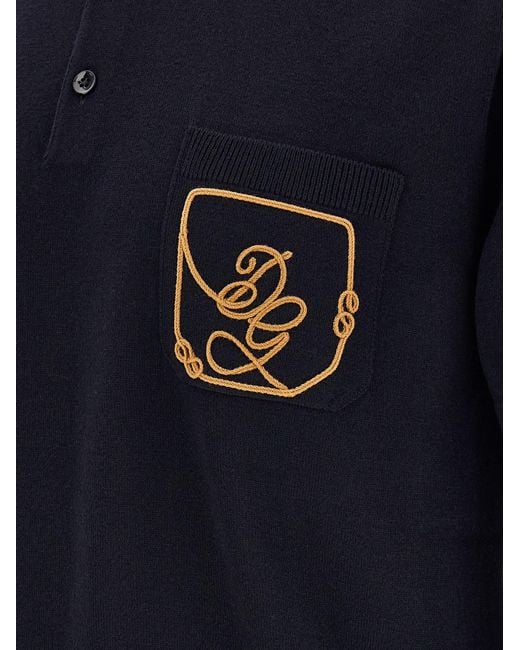 Dolce & Gabbana Blue Logo Embroidery Polo Shirt for men