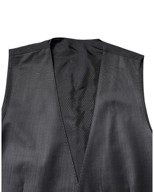 Dolce & Gabbana Black Wool Waistcoat Dress Formal Vest for men