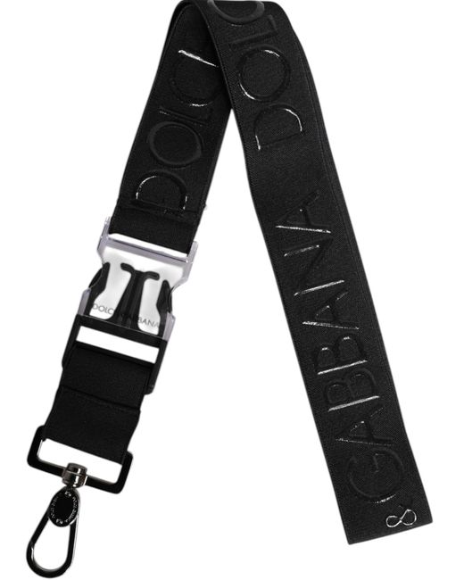 Dolce & Gabbana Black Stretch Polyester Rubberised Dg Logo Keychain for men