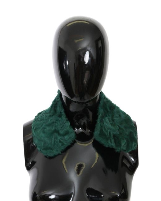 Dolce & Gabbana Black Fur Shoulder Collar Wrap Lambskin Scarf