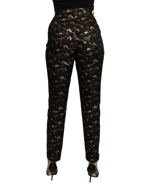 Dolce & Gabbana Black Gold Brocade High Waist Pants