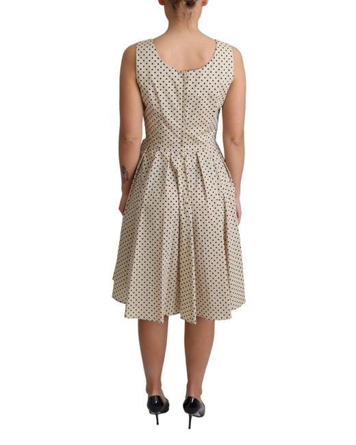 Dolce & Gabbana Natural Elegant Polka Dot Sleeveless A-Line Dress