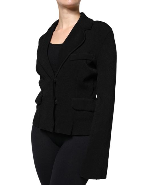 Dolce & Gabbana Black Viscose Single Breasted Blazer Jacket