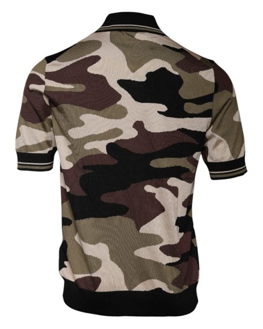 Dolce & Gabbana Black Camouflage Polo Shirt Tsh87710 for men