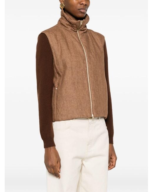 Herno Brown Nylon Zipped Vest
