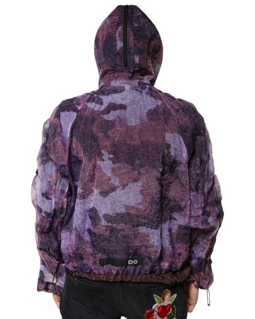 Dolce & Gabbana Purple Printed Shell Jacket Camouflage Nylon for men