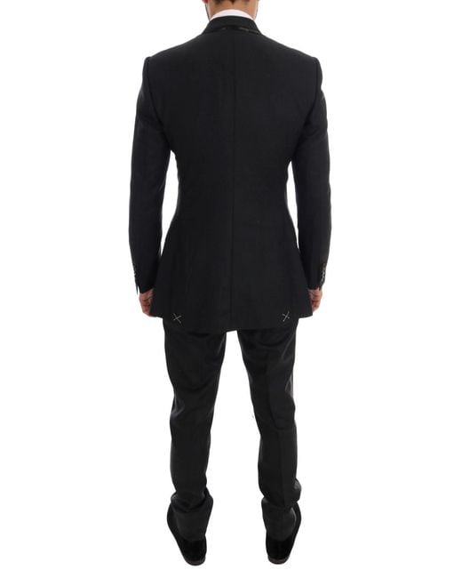 Dolce & Gabbana Black Wool Double Breasted 3 Piece Suit for men