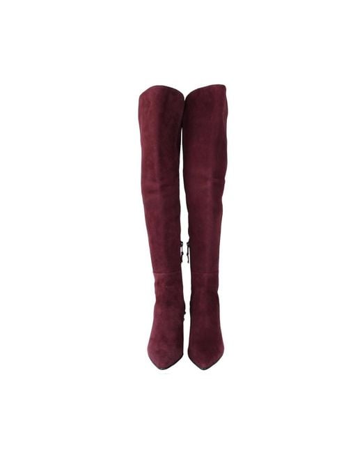 Stuart Weitzman Red Suede Knee High Boot