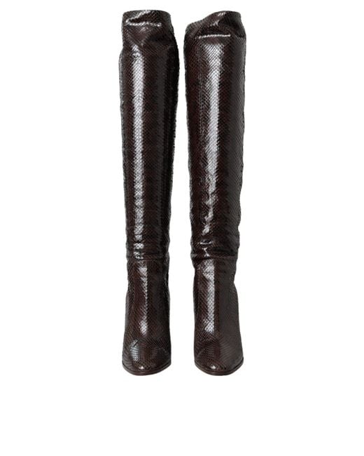 Dolce & Gabbana Black Exotic Leather Heels High Boots Shoes