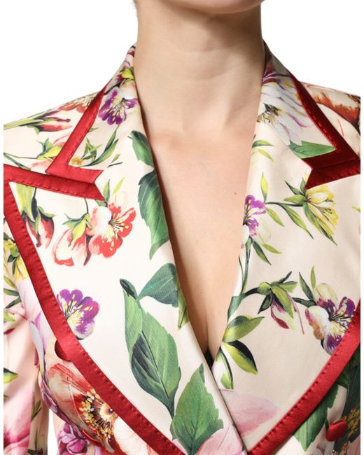 Dolce & Gabbana White Floral Doublebreasted Blazer
