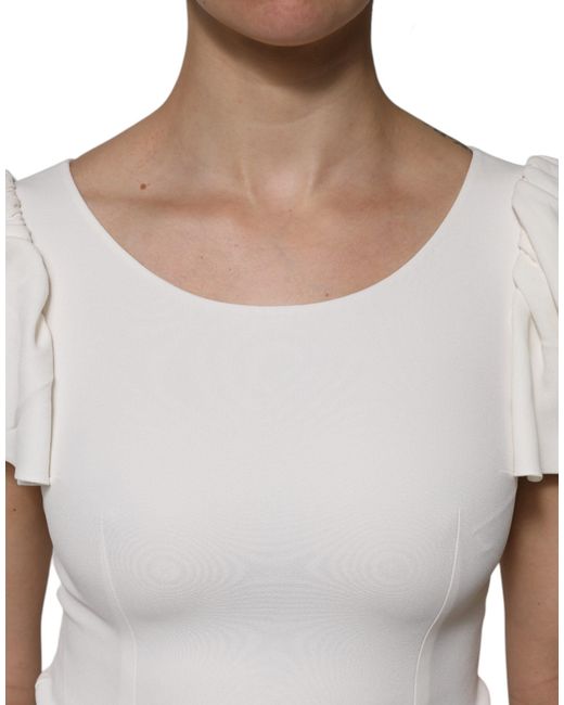 Dolce & Gabbana White Viscose Round Neck Short Sleeves Top