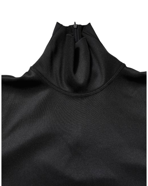 Dolce & Gabbana Black Polyester Turtleneck Pullover Sweater for men