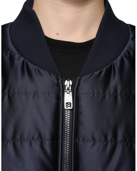 Dolce & Gabbana Black Dark Quilted Full Zip Bomber Jacket for men
