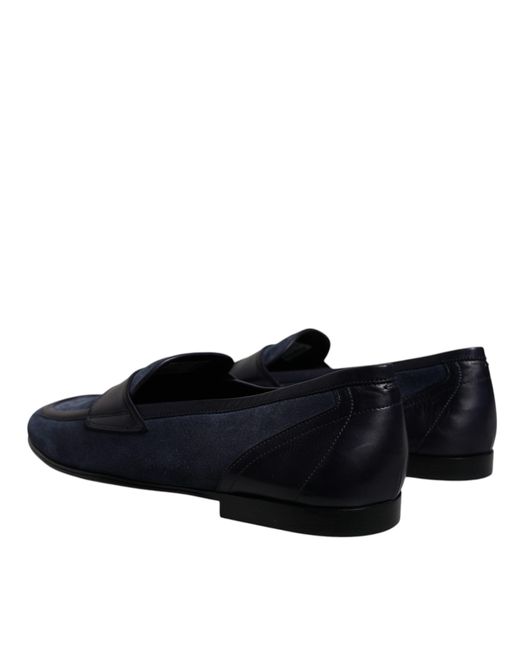 Dolce & Gabbana Blue Suede Leather Loafer Moccasin Shoes for men