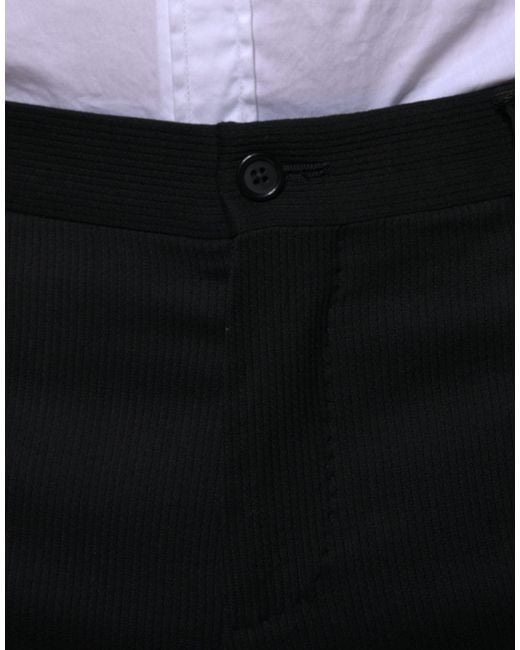 Dolce & Gabbana Black Wool Skinny Formal Dress Pants for men