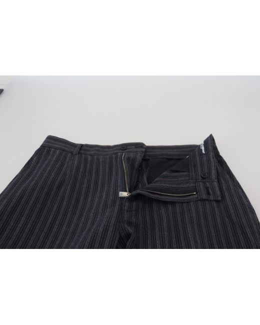 Dolce & Gabbana Black Elegant Striped Chino Dress Pants for men