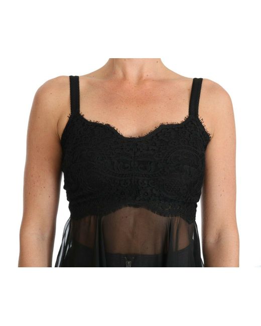 Dolce & Gabbana Black Silk Lace Dress Chemise Lingerie