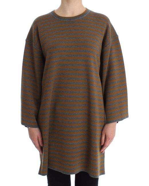 Dolce & Gabbana Brown Striped Oversized Sweater