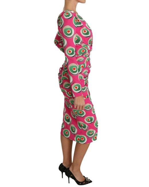 Dolce & Gabbana Silk Sheath Stretch Dress Pink Dr2016