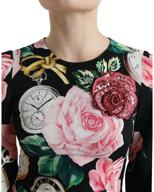 Dolce & Gabbana Black Floral Embellished Lace A-line Dress