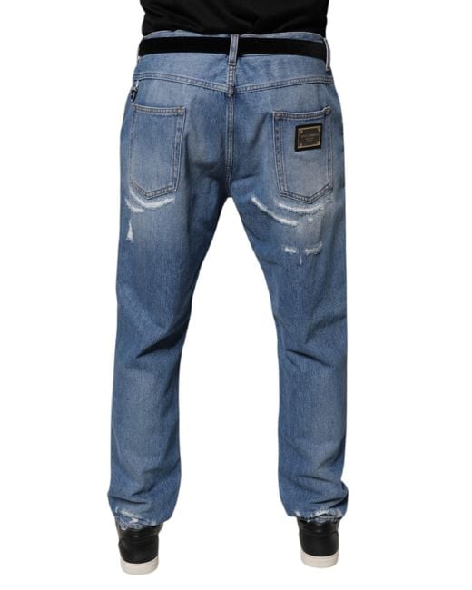 Dolce & Gabbana Blue Ripped Denim Jeans Distressed Design for men