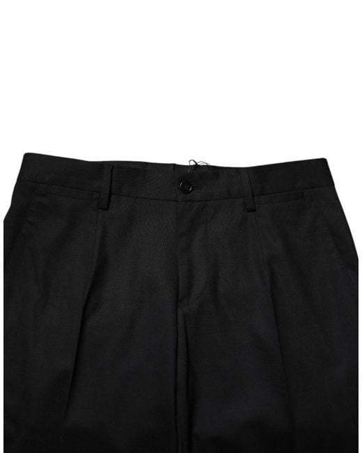 Dolce & Gabbana Black Wool Formal Dress Pants for men