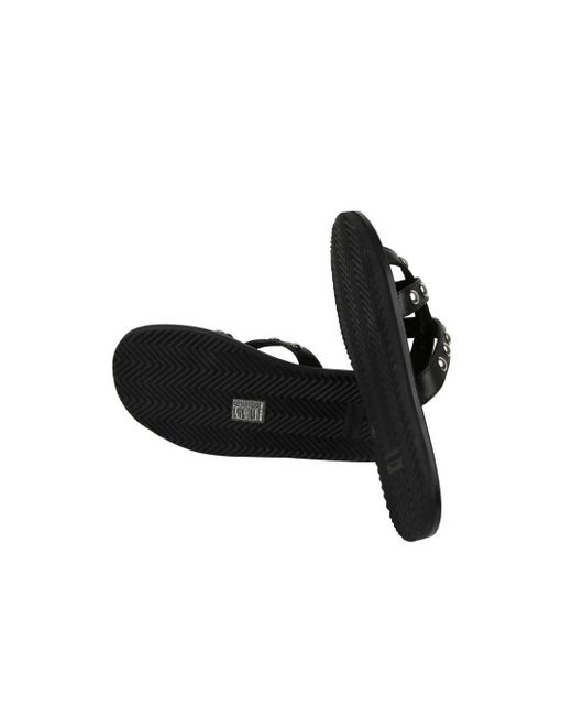 Saint Laurent Black Leather Sandal With Studs for men