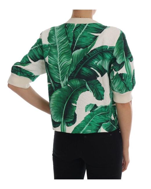 Dolce & Gabbana Green Pineapple Banana Sequins Crewneck Sweater