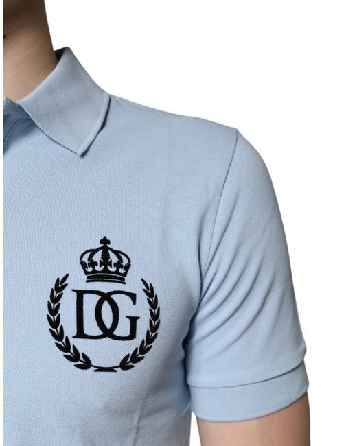Dolce & Gabbana Blue Embroidered Polo Shirt for men