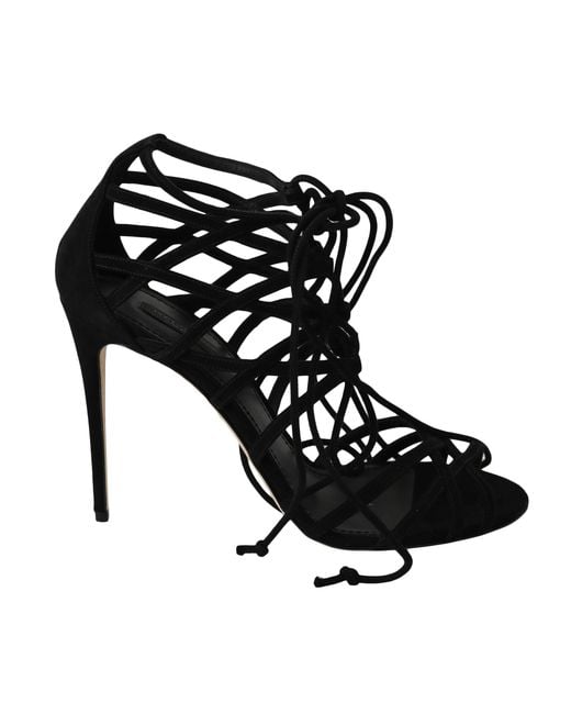Dolce & Gabbana Black Suede Strap Stilettos Sandals