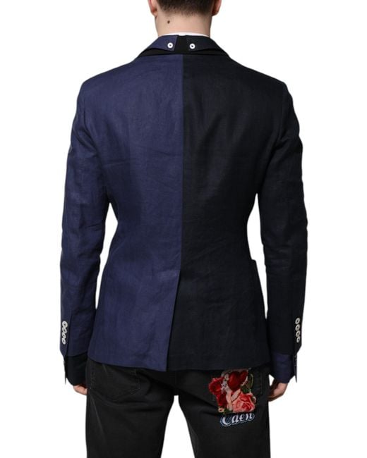 Dolce & Gabbana Blue Double Breasted Suit Coat Blazer for men