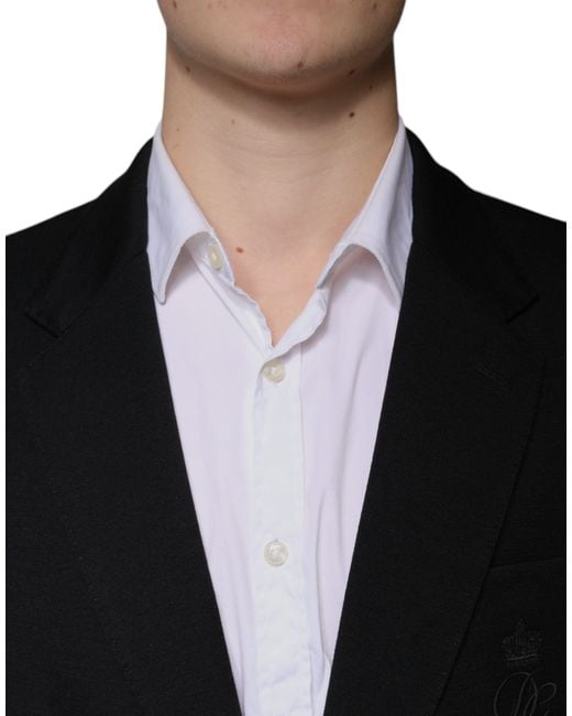 Dolce & Gabbana Black Wool Single Breasted Formal Blazer for men