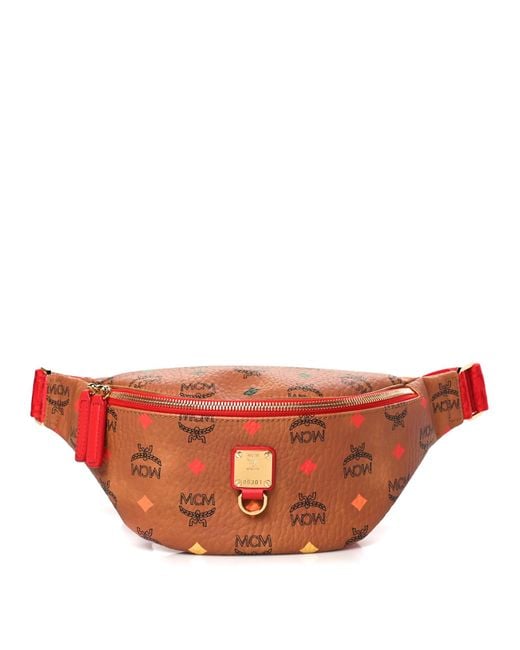 MCM Red Cognac Spectrum Stark Skyoptic Visetos Belt Bag