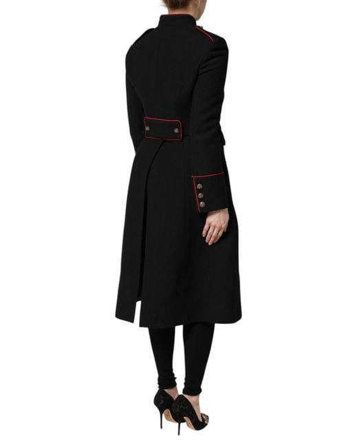 Dolce & Gabbana Black Wool Single Breasted Trench Coat Jacket