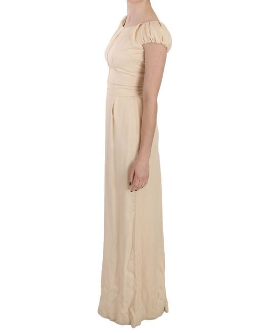 Dolce & Gabbana Blue Silk Column Cap Sleeve Gown Dress