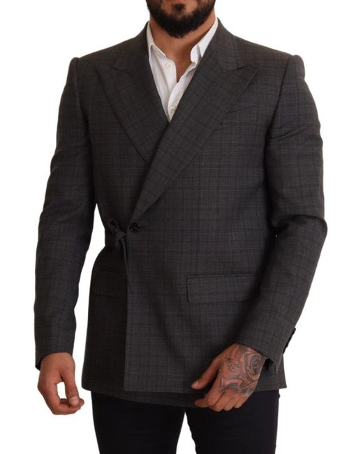 Dolce & Gabbana Black Check Wool Slim Fit Blazer Jacket for men