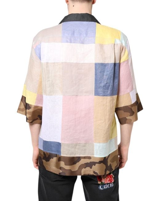 Dolce & Gabbana Multicolor Patchwork Short Sleeve Shirt for men
