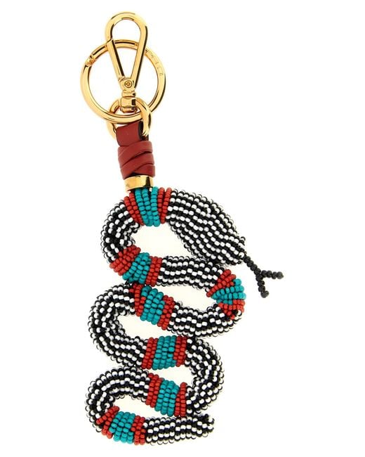 Etro White Snake Keyring Glass