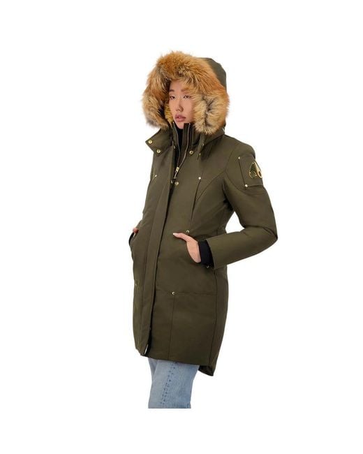 Moose Knuckles Green Gold-adorned Stirling Parka With Blue Fox Fur