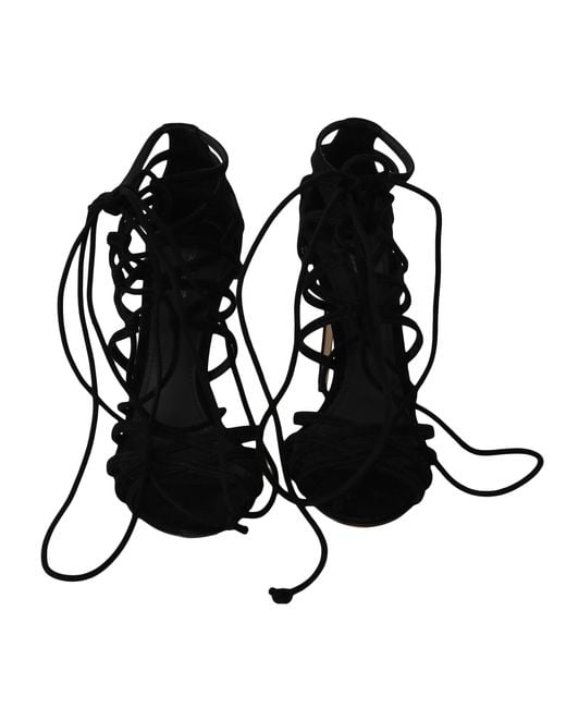 Dolce & Gabbana Black Suede Strap Stilettos Sandals