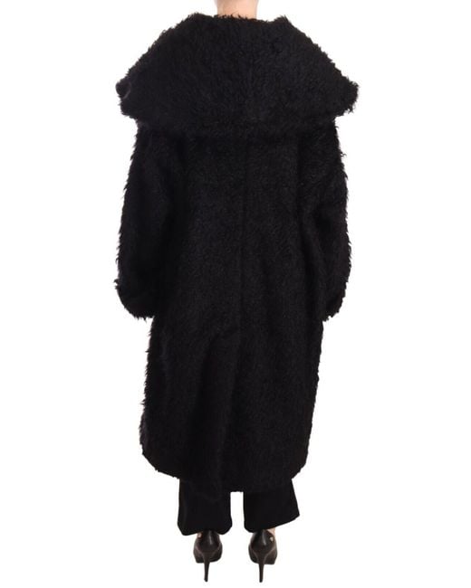 Dolce & Gabbana Black Sleek Runway Fur Cape Trench Jacket