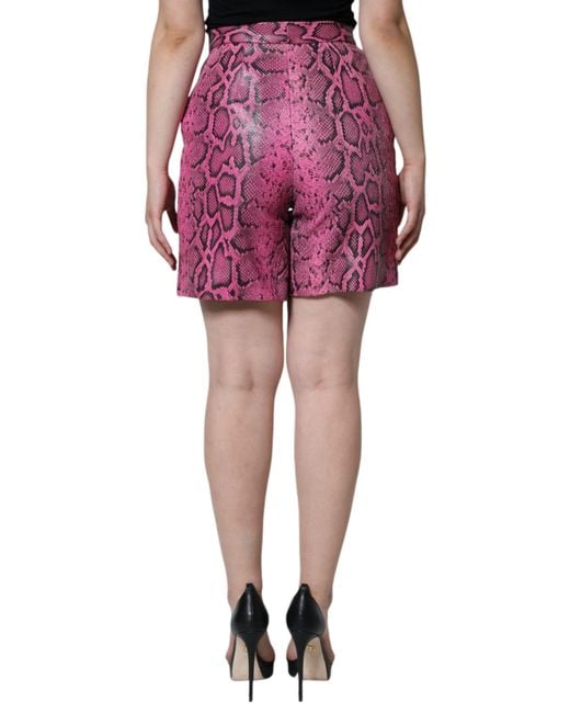 Dolce & Gabbana Purple Leather High Waist Hot Pants Shorts