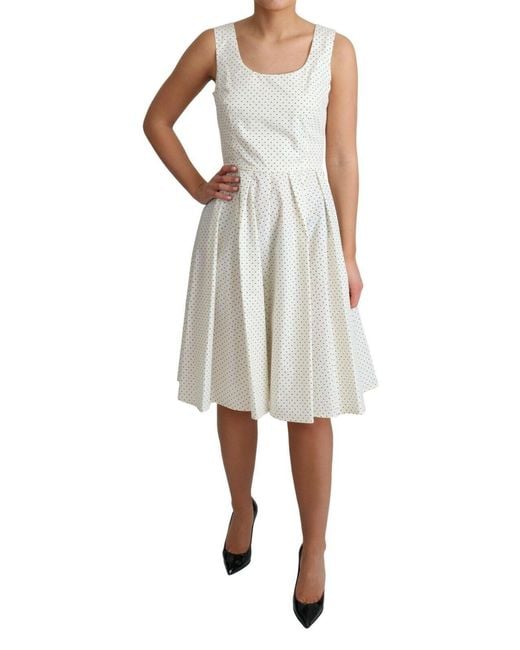 Dolce & Gabbana Multicolor White Polka Dotted Cotton A-line Dress
