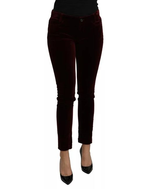 Dolce & Gabbana Black Velvet Stretch Slim Fit Pants