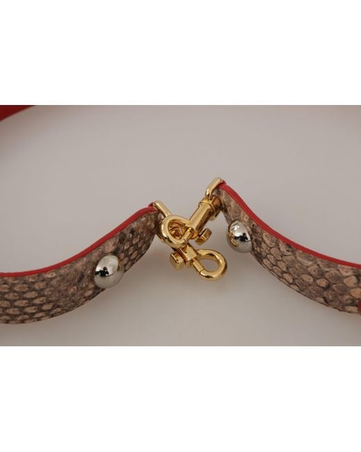Dolce & Gabbana Red Python Leather Crystals Shoulder Strap