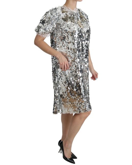 Dolce & Gabbana Metallic Sequin Mini Dress Embellished