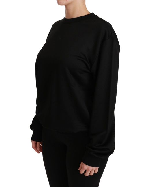 Dolce & Gabbana Black Cotton Crewneck Pullover Sweater