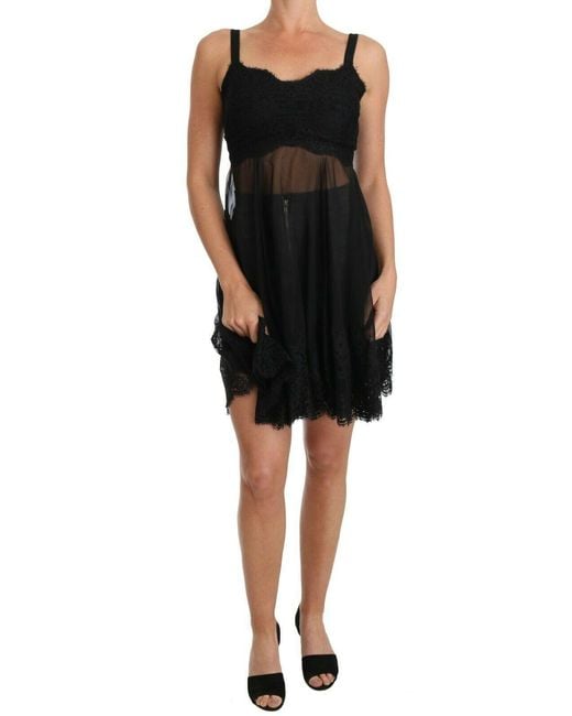 Dolce & Gabbana Black Silk Lace Dress Chemise Lingerie