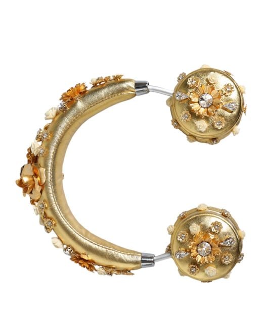 Dolce & Gabbana Metallic Leather Floral Crystal Angel Headset Headphones