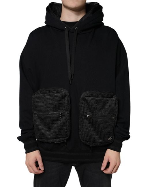 Dolce & Gabbana Black Hooded Pullover Sweatshirt Sweater for men